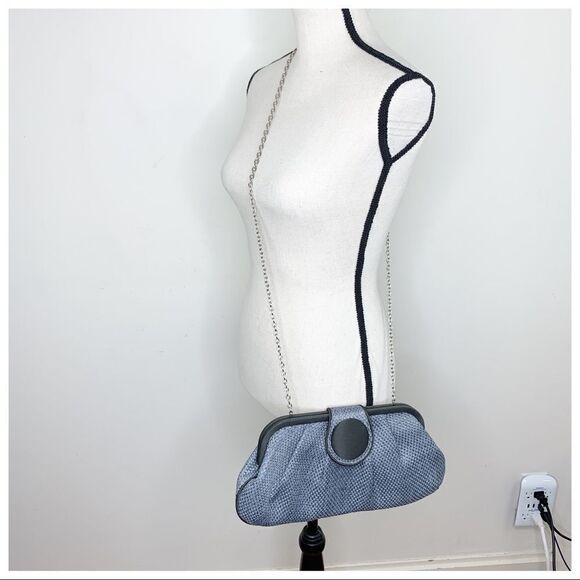 Taleen Framed Gray Metallic Clutch Dot Accent - Picture 3 of 10